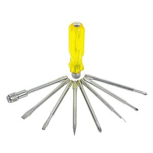 SPARTAN BS-02 8-in-1 Pc Screw Driver Kit With 3 Flat Blades, 3 Phillips Head, 1 Round Poker Bar, Extension Rod| Multi-purpose Tool Set Screwdriver Set (Multicolor)