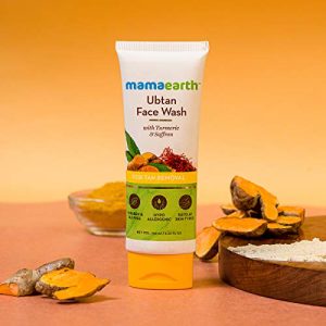 Mamaearth Ubtan Natural Face Wash for All Skin Type with Turmeric & Saffron for Tan removal and Skin brightning 100 ml - SLS & Paraben Free
