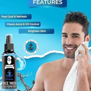 Muuchstac Ocean Face Wash for Men | Fight Acne & Pimples, Brighten Skin, Clears Dirt, Oil Control, Refreshing Feel - Multi-Action Formula (100 ml)