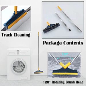 WAZDORF Bathroom Cleaning Brush with Wiper Tiles Cleaning Brush Floor Scrub Bathroom Brush with Long Handle 120° Rotate Bathroom Floor Cleaning Brush Home Kitchen Cleaning Mop (Standard 2 in 1)