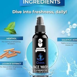 Muuchstac Ocean Face Wash for Men | Fight Acne & Pimples, Brighten Skin, Clears Dirt, Oil Control, Refreshing Feel - Multi-Action Formula (100 ml)