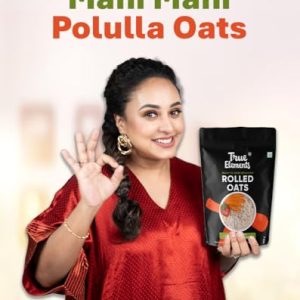 True Elements Rolled Oats - 100% Wholegrain | Diet Food | Cereal for Breakfast | Super Saver Oats Combo Pack | High Fibre | Jumbo Oats 1kg (Pack of 2)