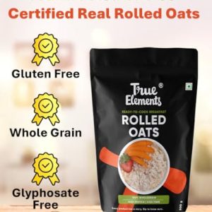 True Elements Rolled Oats - 100% Wholegrain | Diet Food | Cereal for Breakfast | Super Saver Oats Combo Pack | High Fibre | Jumbo Oats 1kg (Pack of 2)