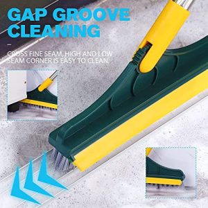 WAZDORF Bathroom Cleaning Brush with Wiper Tiles Cleaning Brush Floor Scrub Bathroom Brush with Long Handle 120° Rotate Bathroom Floor Cleaning Brush Home Kitchen Cleaning Mop (Standard 2 in 1)