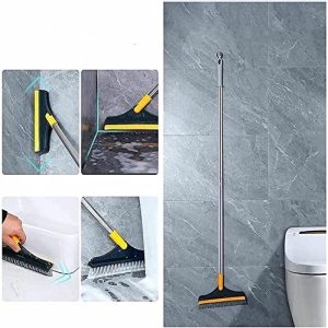 WAZDORF Bathroom Cleaning Brush with Wiper Tiles Cleaning Brush Floor Scrub Bathroom Brush with Long Handle 120° Rotate Bathroom Floor Cleaning Brush Home Kitchen Cleaning Mop (Standard 2 in 1)