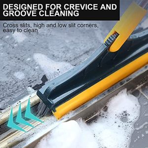 WAZDORF Bathroom Cleaning Brush with Wiper Tiles Cleaning Brush Floor Scrub Bathroom Brush with Long Handle 120° Rotate Bathroom Floor Cleaning Brush Home Kitchen Cleaning Mop (Standard 2 in 1)