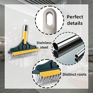WAZDORF Bathroom Cleaning Brush with Wiper Tiles Cleaning Brush Floor Scrub Bathroom Brush with Long Handle 120° Rotate Bathroom Floor Cleaning Brush Home Kitchen Cleaning Mop (Standard 2 in 1)