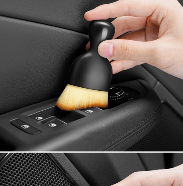 E-COSMOS Brush Mini Car Cleaning Brush with Handle and Dust Cover Car AC Vent Cleaner Dashboard Cleaner Accessories for Detailing Brush Multipurpose Gadget Cleaner Car Duster Brush (Small) (1pcs)